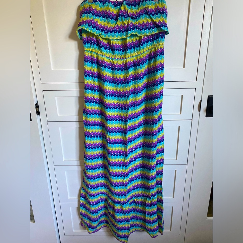 Mossimo Maxi Strapless Dress Multicolor Sz L